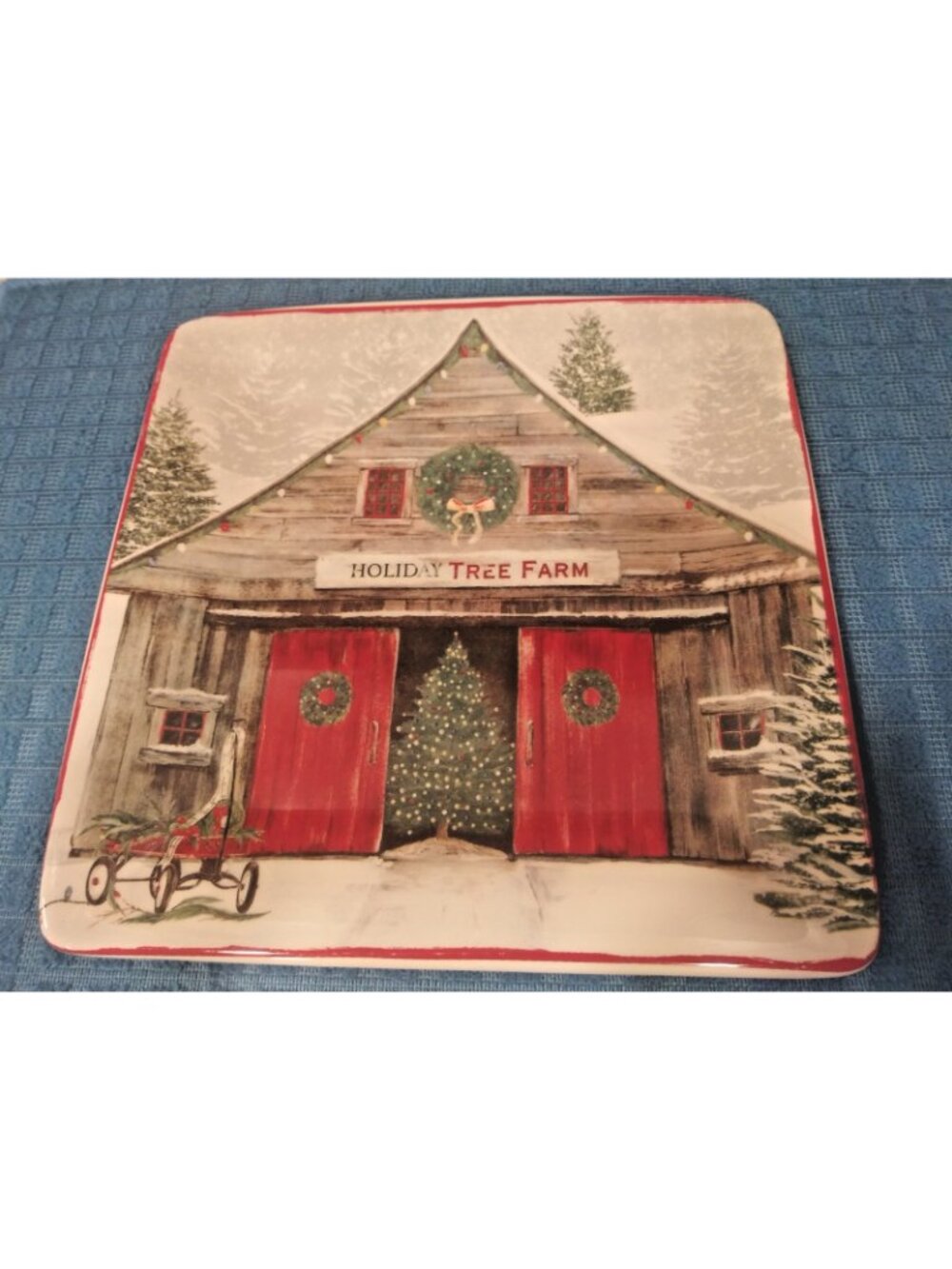 Nantucket square plate 8” Christmas Home for the Holidays Appetizer/Dessert EUC